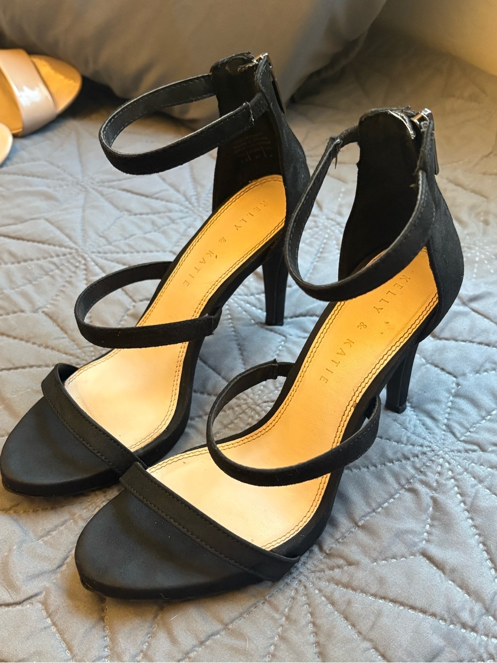 Kelly & Katie Black Strappy Ankle Strap Heels